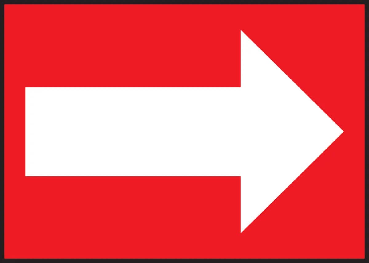 AccuformNMC MPCR528 OSHA Danger Corrugated Light-Duty Plastic Sign, Arrow, 10" H x 14" W, 10/Pk