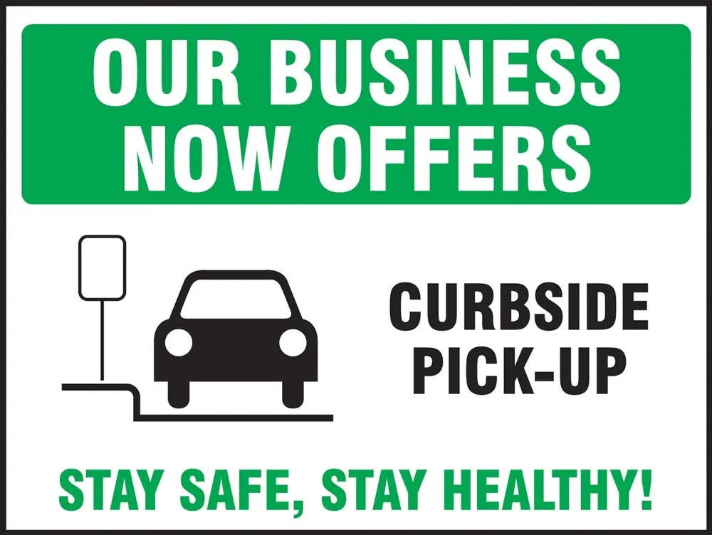AccuformNMC MPCR540 Safety Sign, Our Business Now Offers Curbside Pick-Up Stay Safe..., Corrugated Plastic, 18" H x 24" W