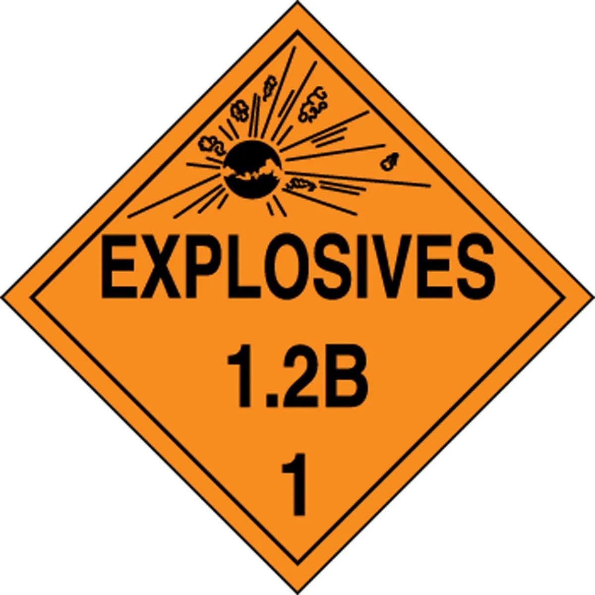 AccuformNMC MPL110 DOT Placard, Hazard Class 1 - Explosives & Blasting Agents (1.2B), 10-3/4" H x 10-3/4" W