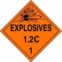 AccuformNMC MPL111 DOT Placard, Hazard Class 1 - Explosives & Blasting Agents (1.2C), 10-3/4" H x 10-3/4" W