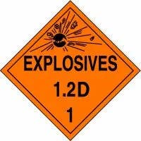 AccuformNMC MPL112 DOT Placard, Hazard Class 1 - Explosives & Blasting Agents (1.2D), 10-3/4" H x 10-3/4" W