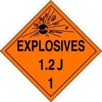 AccuformNMC MPL117 DOT Placard, Hazard Class 1 - Explosives & Blasting Agents (1.2J), 10-3/4" H x 10-3/4" W