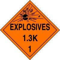 AccuformNMC MPL125 DOT Placard, Hazard Class 1 - Explosives & Blasting Agents (1.3K), 10-3/4" H x 10-3/4" W
