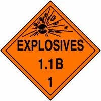 AccuformNMC MPL12 DOT Placard, Hazard Class 1 - Explosives & Blasting Agents (1.1B), 10-3/4" H x 10-3/4" W