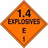 AccuformNMC MPL130 DOT Placard, Hazard Class 1 - Explosives & Blasting Agents (1.4E), 10-3/4" H x 10-3/4" W