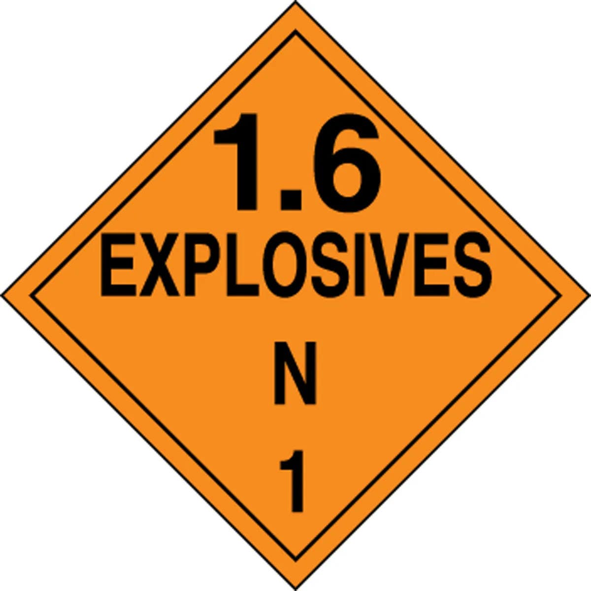AccuformNMC MPL135 DOT Placard, Hazard Class 1 - Explosives & Blasting Agents (1.6N), 10-3/4" H x 10-3/4" W