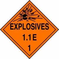 AccuformNMC MPL15 DOT Placard, Hazard Class 1 - Explosives & Blasting Agents (1.1E), 10-3/4" H x 10-3/4" W