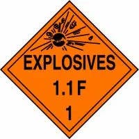 AccuformNMC MPL16 DOT Placard, Hazard Class 1 - Explosives & Blasting Agents (1.1F), 10-3/4" H x 10-3/4" W