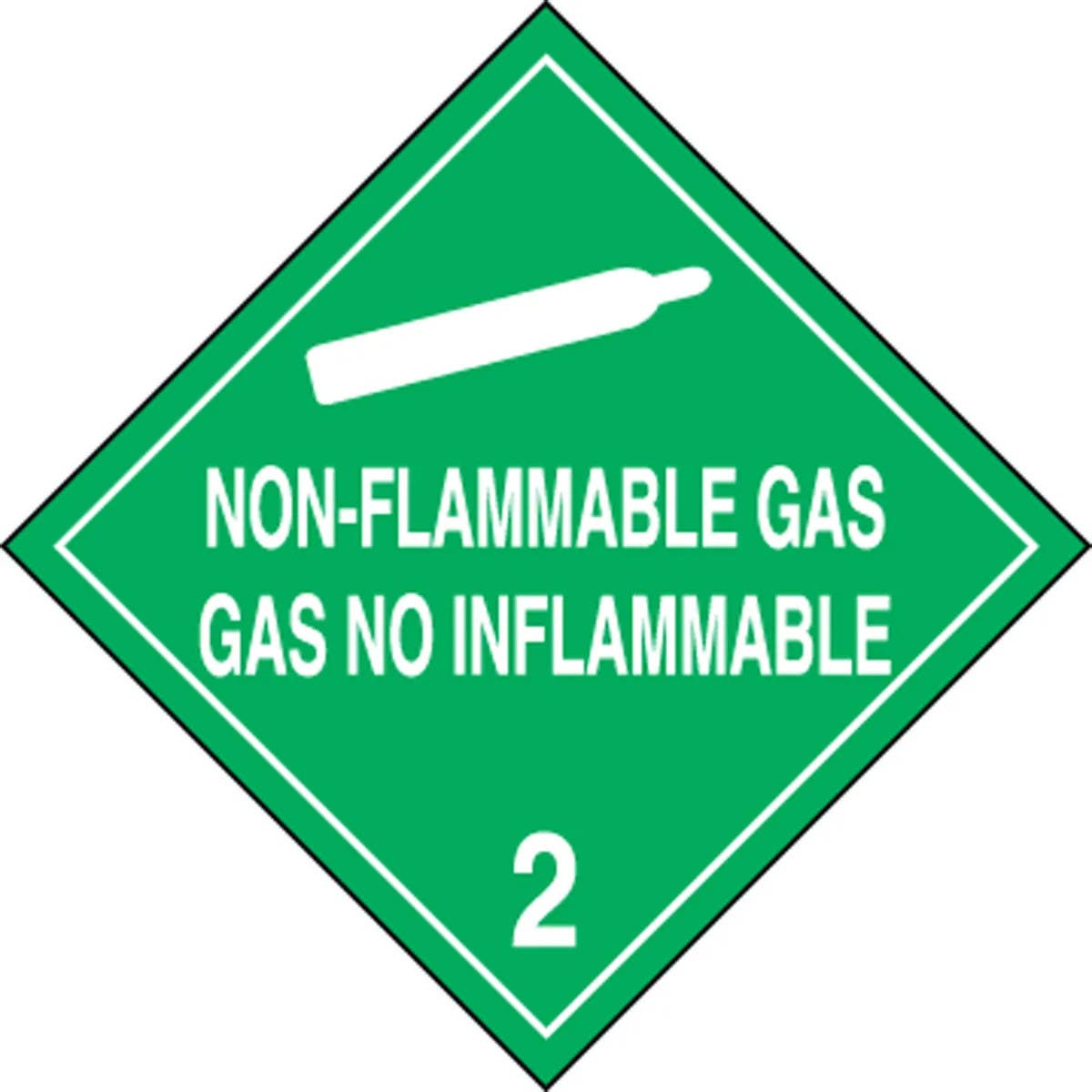 AccuformNMC MPLSP2 Spanish Bilingual DOT Placard, Hazard Class 2 - Non-Flammable Gas, 10-3/4" H x 10-3/4" W