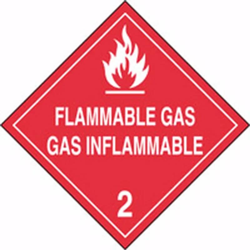 AccuformNMC MPLSP3 DOT Placard, Hazard Class 2 - Gases (Flammable Gas - Gas Inflammable), 10-3/4" H x 10-3/4" W