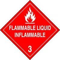 AccuformNMC MPLSP4 DOT Placard, Hazard Class 3 - Flammable Liquids (Flammable Liquid - Inflammable), 10-3/4" H x 10-3/4" W