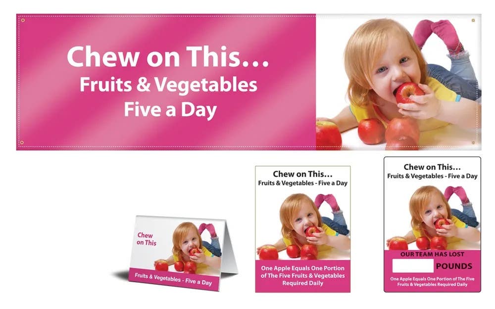 AccuformNMC MSK468 Workhealthy Motivational Sets, Chew On This, Fruits And Vegetables