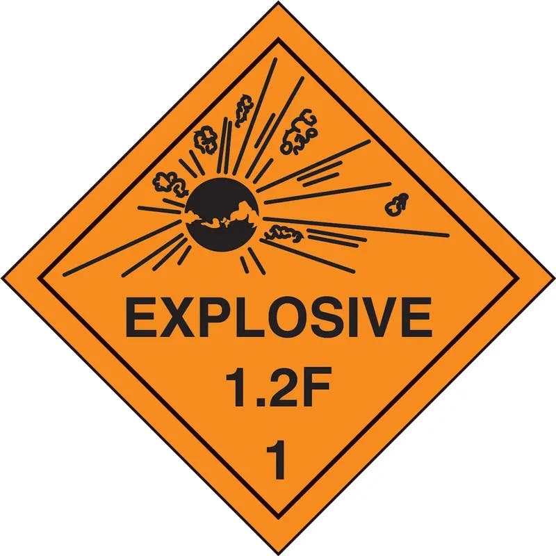 AccuformNMC MSL114 DOT Shipping Label, Hazard Class 1, Explosives 1.2E, 4" x 4", 250/Roll