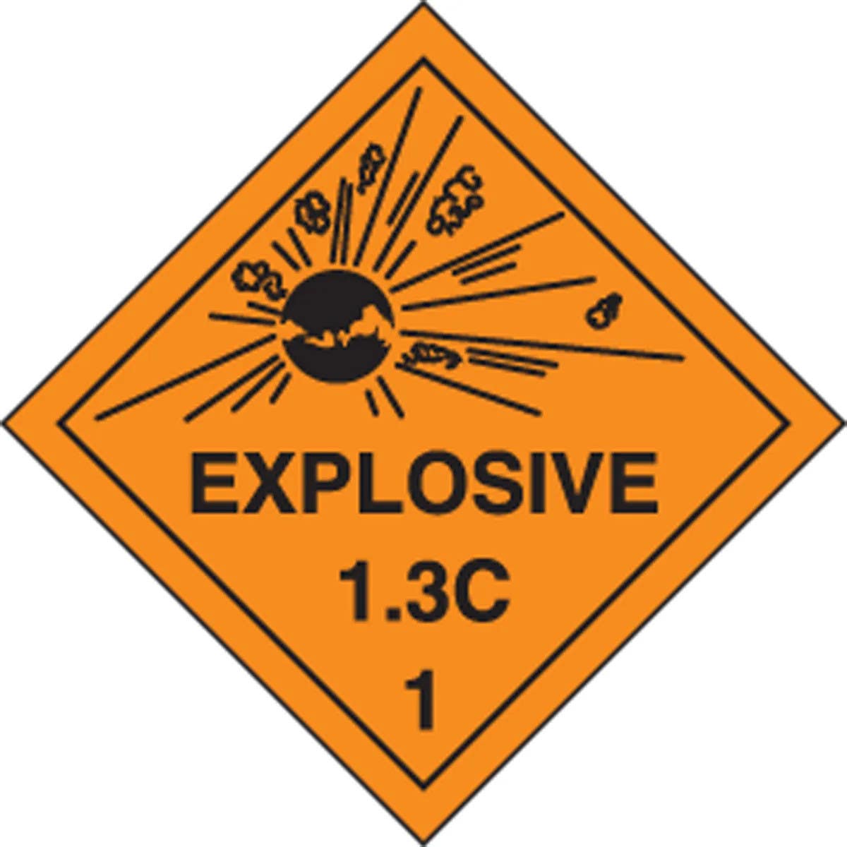 AccuformNMC MSL120 DOT Shipping Label, Hazard Class 1, Explosive 1.3C, 4" x 4", 250/Roll