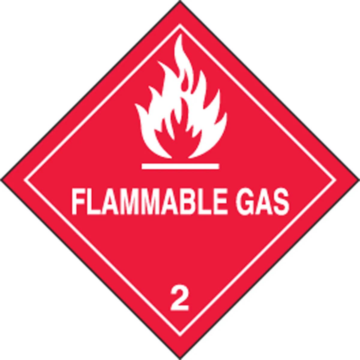 AccuformNMC MSL202 DOT Shipping Label, Hazard Class 2, Flammable Gas, 4" x 4", 250/Roll