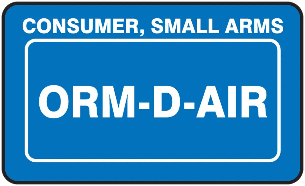 AccuformNMC MSL224 ORM-D-Air Shipping Label, Consumer, Small Arms, Adhesive Coated Paper, 1-1/2" H x 2-1/2" W, 500/Roll