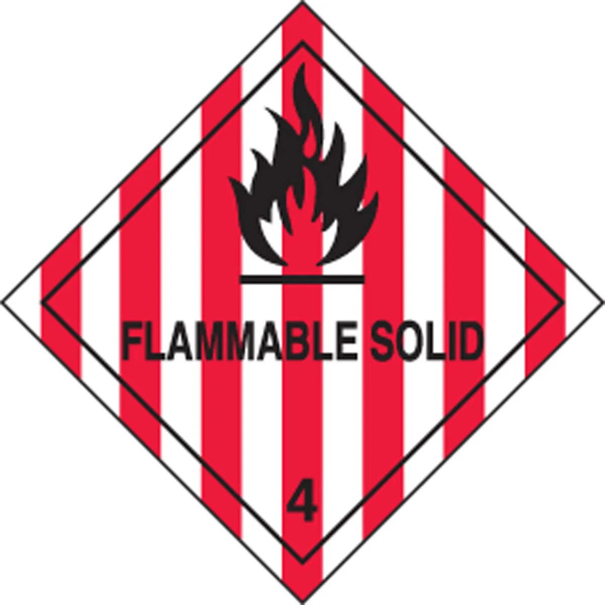 AccuformNMC MSL401 DOT Shipping Label, Hazard Class 4, Flammable Solid, 4" x 4", 250/Roll