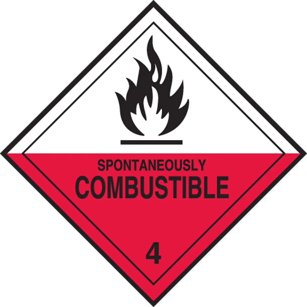 AccuformNMC MSL403 DOT Shipping Label, Hazard Class 4, Spontaneously Combustible, 4" x 4", 250/Roll