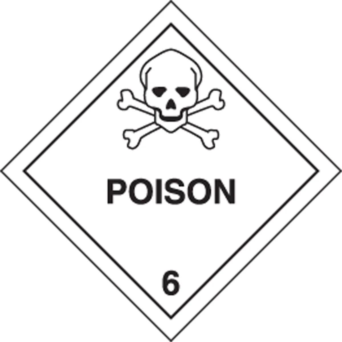 AccuformNMC MSL601 DOT Shipping Label, Hazard Class 6, Poison, 4" x 4", 250/Roll