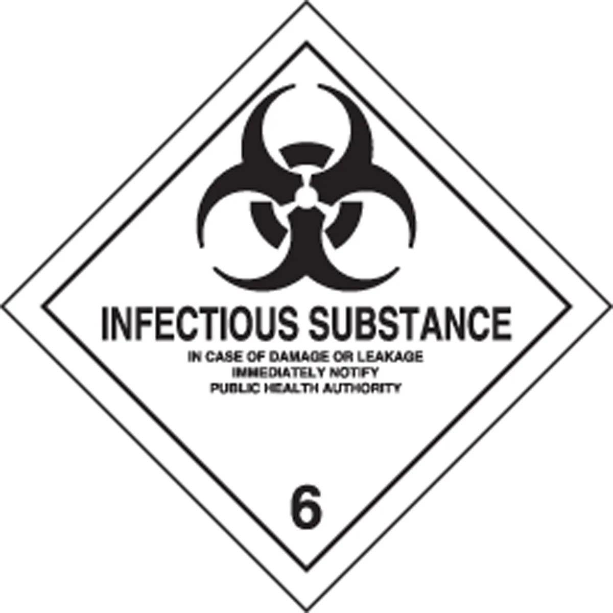 AccuformNMC MSL608 DOT Shipping Label, Hazard Class 6, Infectious Substance, 4" x 4", 250/Roll