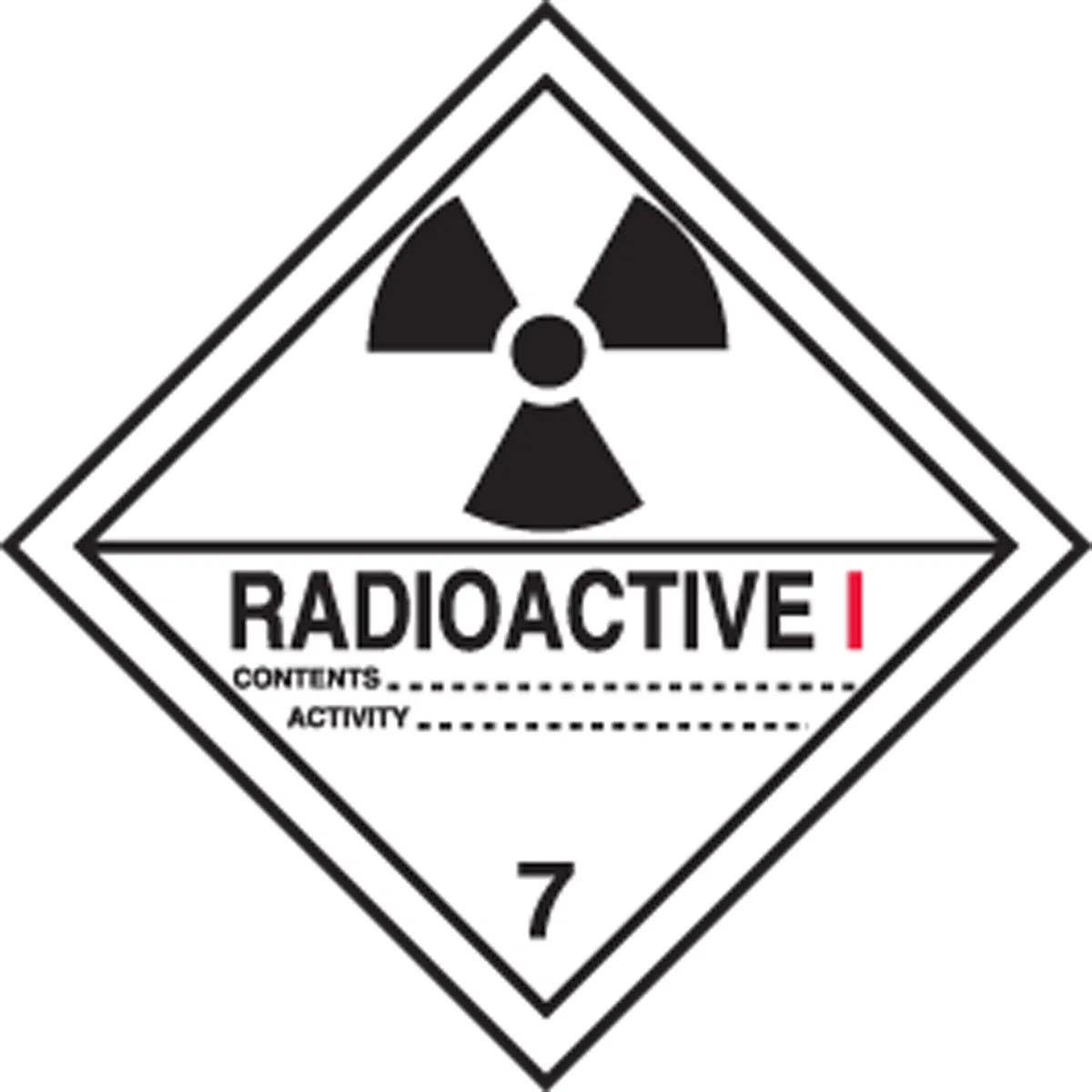 AccuformNMC MSL701 DOT Shipping Label, Hazard Class 7, Radioactive I, 4" x 4", 250/Roll