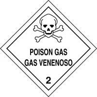 AccuformNMC MSLSP1 Bilingual DOT Shipping Label, Hazard Class 2, Poison Gas (English, Espanol), 4" x 4", 250/Roll