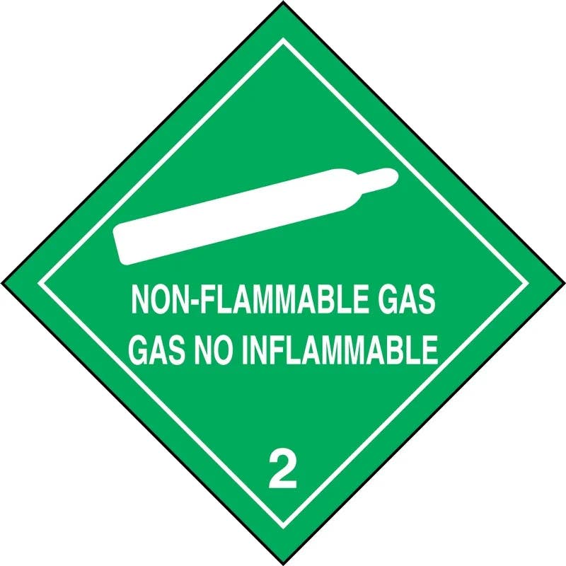 AccuformNMC MSLSP2 Bilingual DOT Shipping Label, Hazard Class 2, Non-Flammable Gas (English, Espanol), 4" x 4", 250/Roll