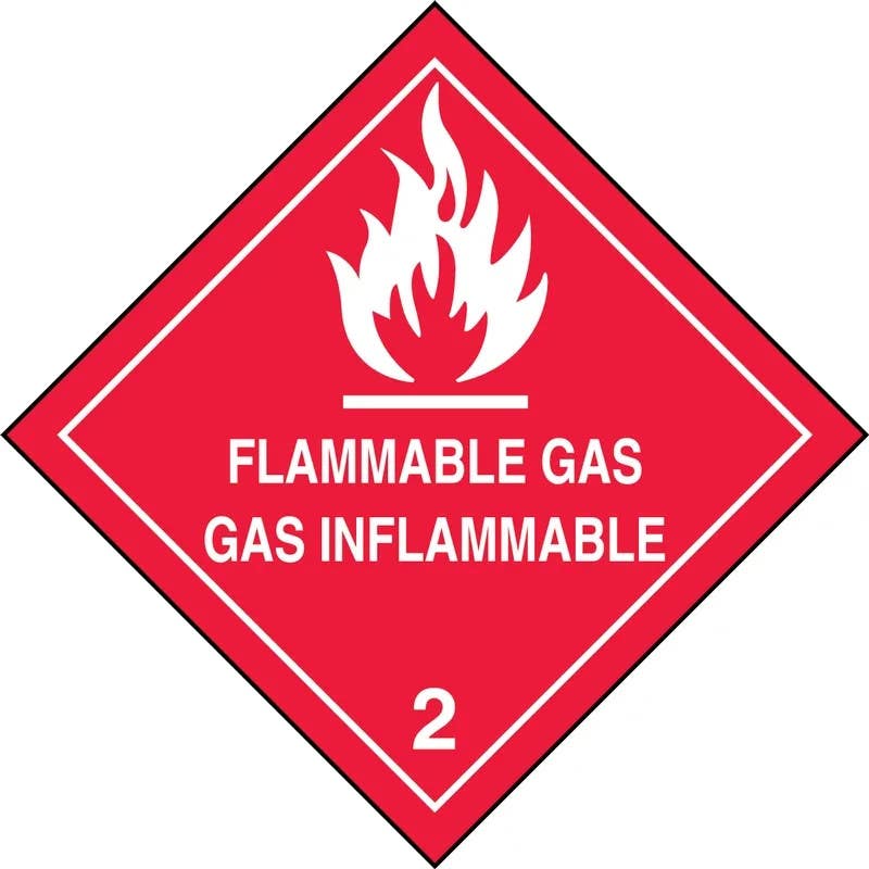 AccuformNMC MSLSP3 Bilingual DOT Shipping Label, Hazard Class 2, Flammable Gas (English, Espanol), 4" x 4", 250/Roll