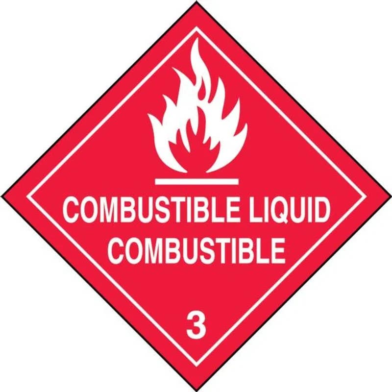 AccuformNMC MSLSP5 Bilingual DOT Shipping Label, Hazard Class 3, Combustible Liquid (English, Espanol), 4" x 4", 250/Roll