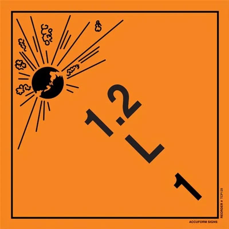 AccuformNMC TCP129 TDG Placard – Class 1, 10-3/4" H x 10-3/4" W