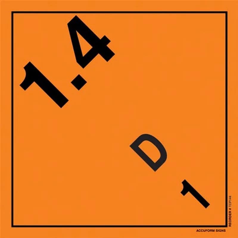 AccuformNMC TCP144 TDG Placard – Class 1, 10-3/4" H x 10-3/4" W