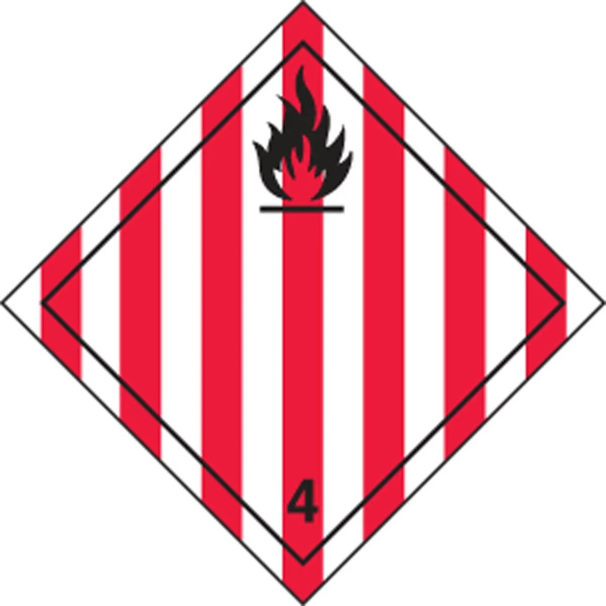 AccuformNMC TCP420 TDG Placard – Class 4, 10-3/4" H x 10-3/4" W