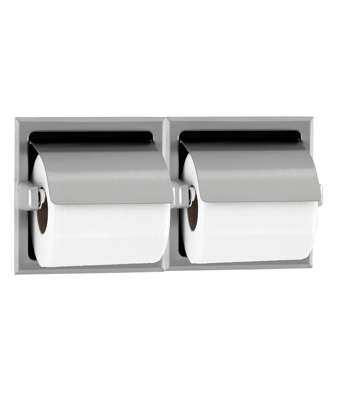 Bobrick B-699 Recessed Toilet Tissue Dispenser w/ Hoods, Two Rolls