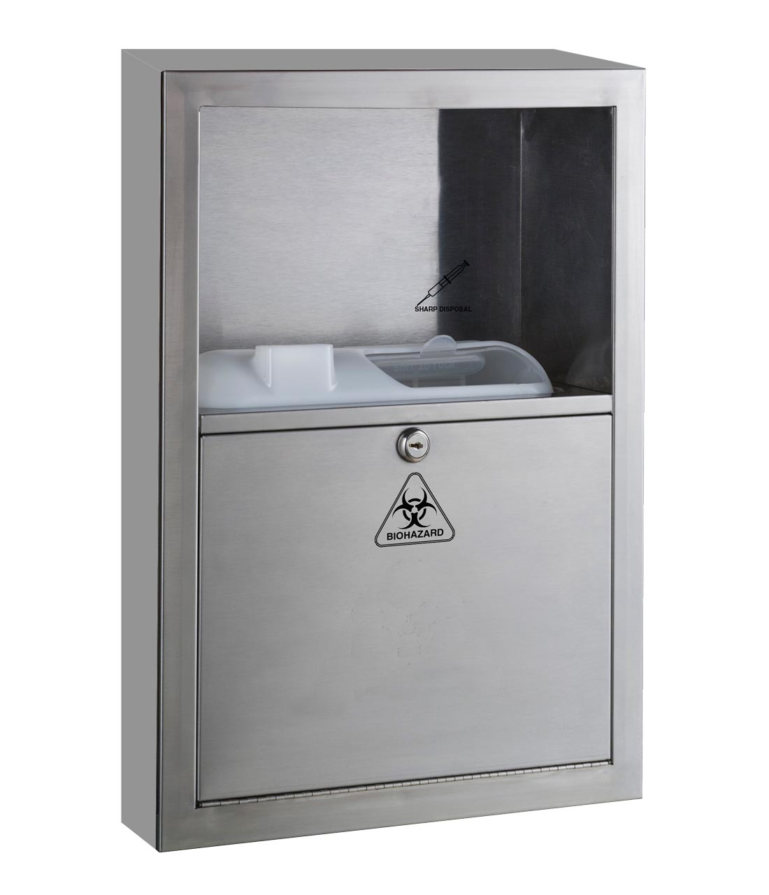 Bobrick B-350169 Surface-Mounted Sharps Disposal Cabinet, Finish-Satin