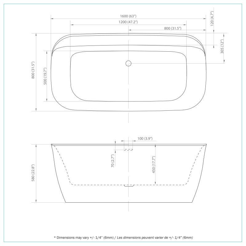 Bain Signature Wesley 62 White Renovation Freestanding Bathtub w/ Wide Deck