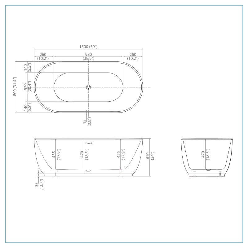 Bain Signature Elias White Deluxe Freestanding Bathtub Family