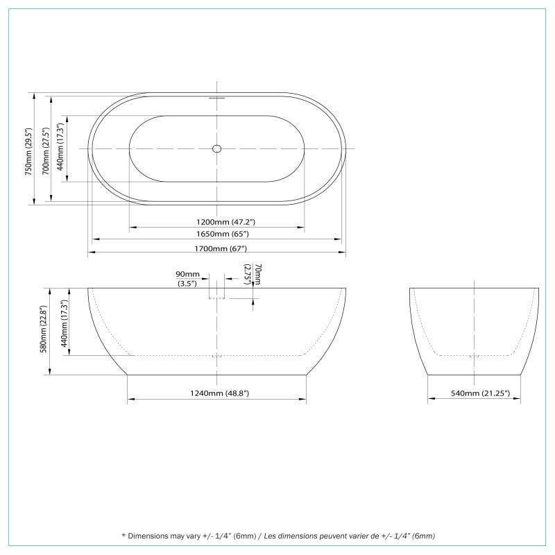 Bain Signature Lily Black Matte Artistic Bathtub