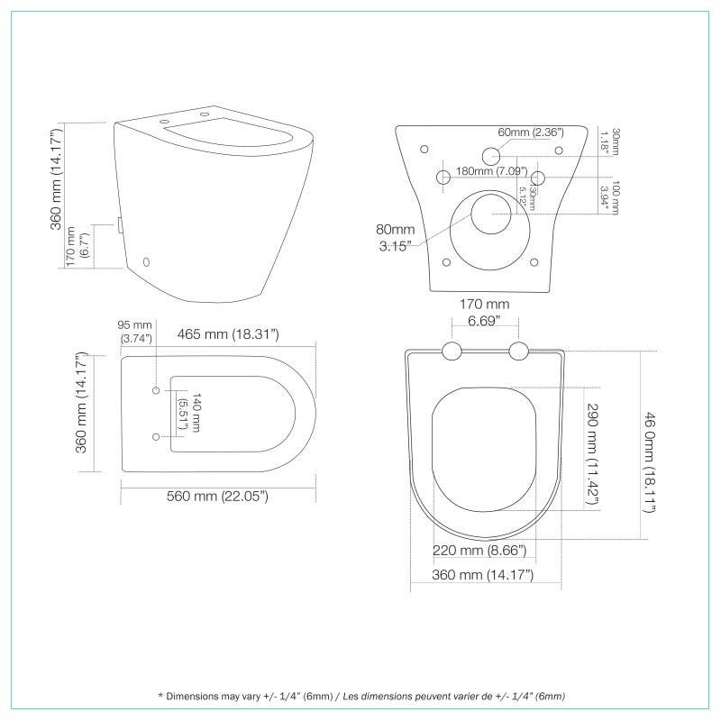 Bain Signature Edgar Wall Hung Elongated Ceramic Toilet