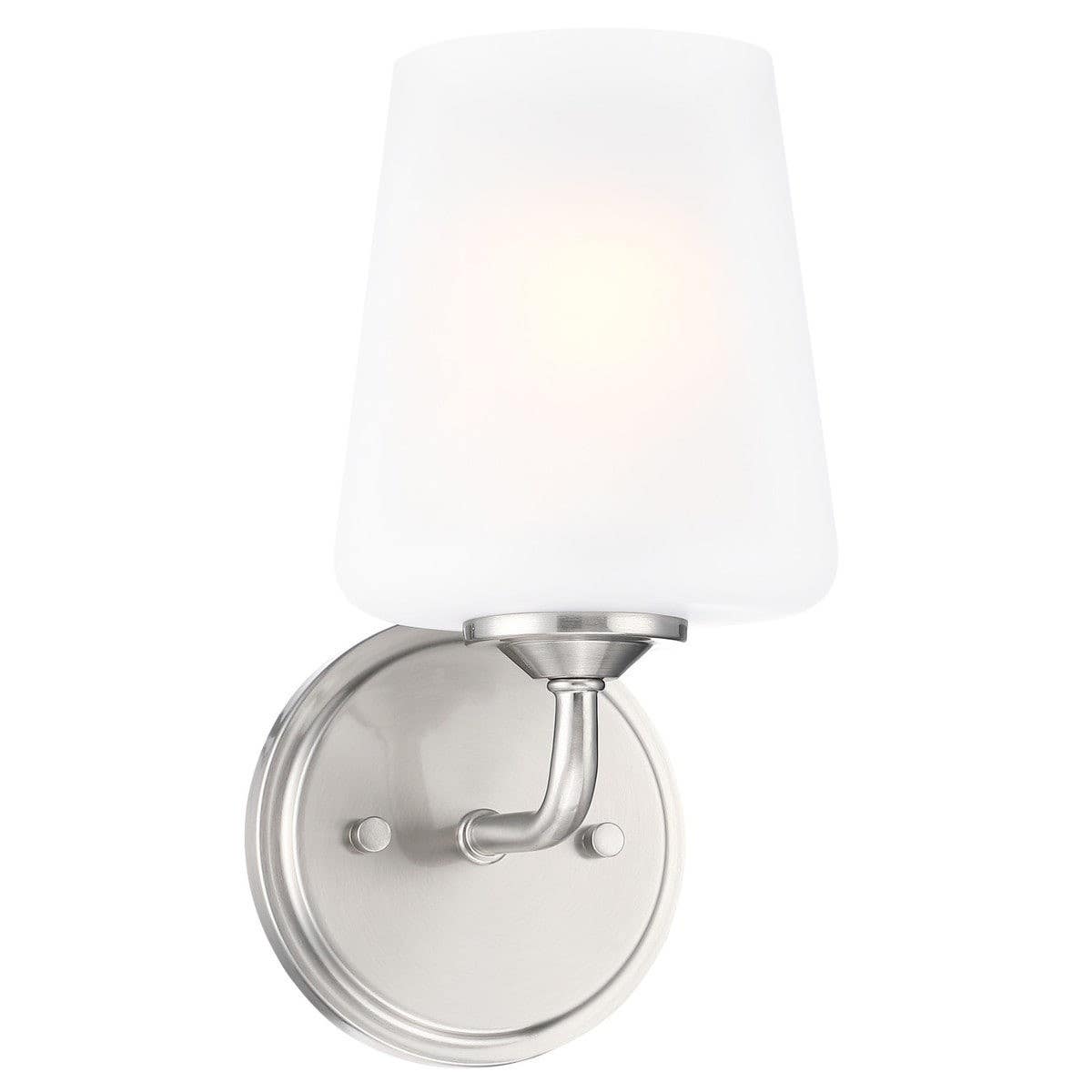 Design House 589283 Stasia 1-Light Wall Light w/ Tapered Frosted Glass In Satin Nickel