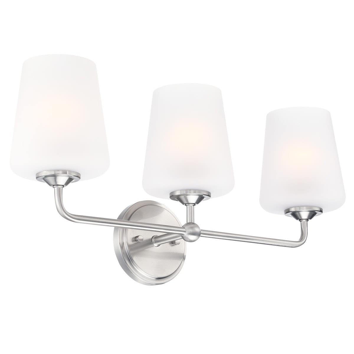 Design House 589291 Stasia 3-Light Vanity Light w/ Tapered Frosted Glass In Satin Nickel