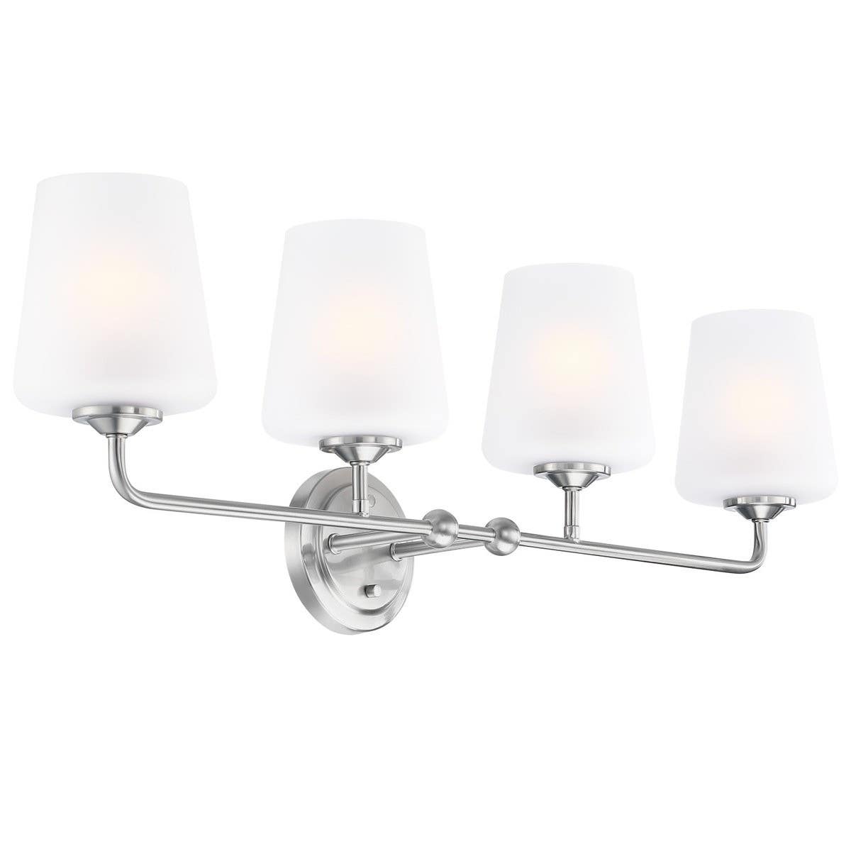 Design House 589309 Stasia 4-Light Vanity Light w/ Tapered Frosted Glass In Satin Nickel