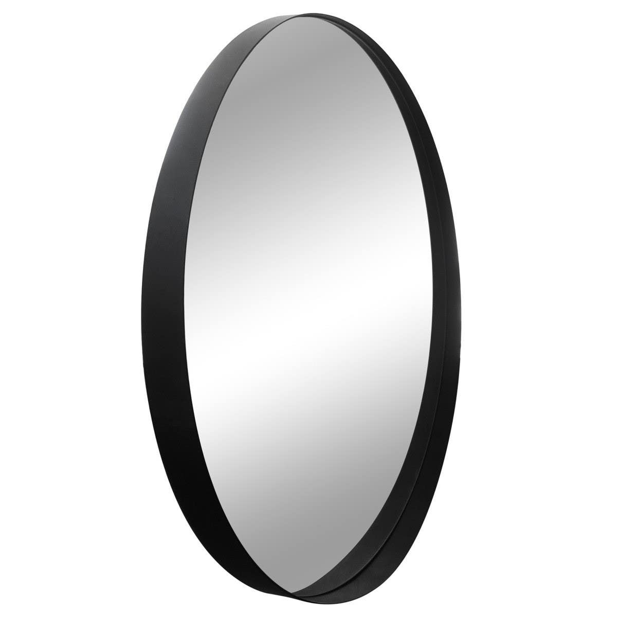 Design House 589879/887 Violette Wide Frame Round Wall Mirror In Matte Black