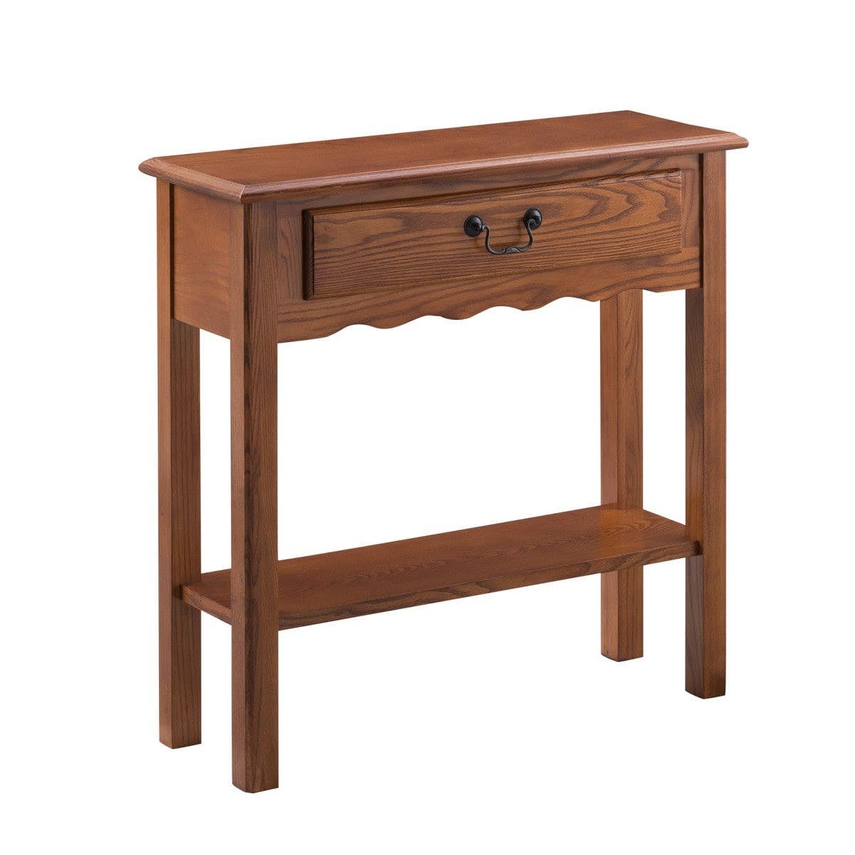 Design House 9021-MED Wave 1-Drawer Console Table In Medium Oak