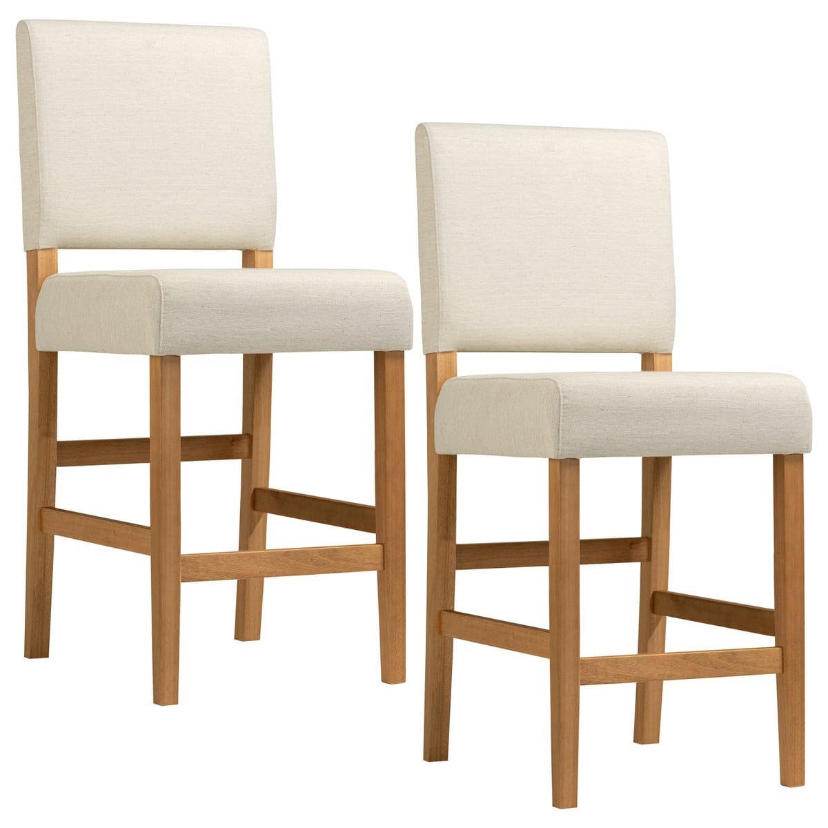 Design House 214460 Brax Upholstered Counter Stool In Natural White Sand Seat, Set Of 2