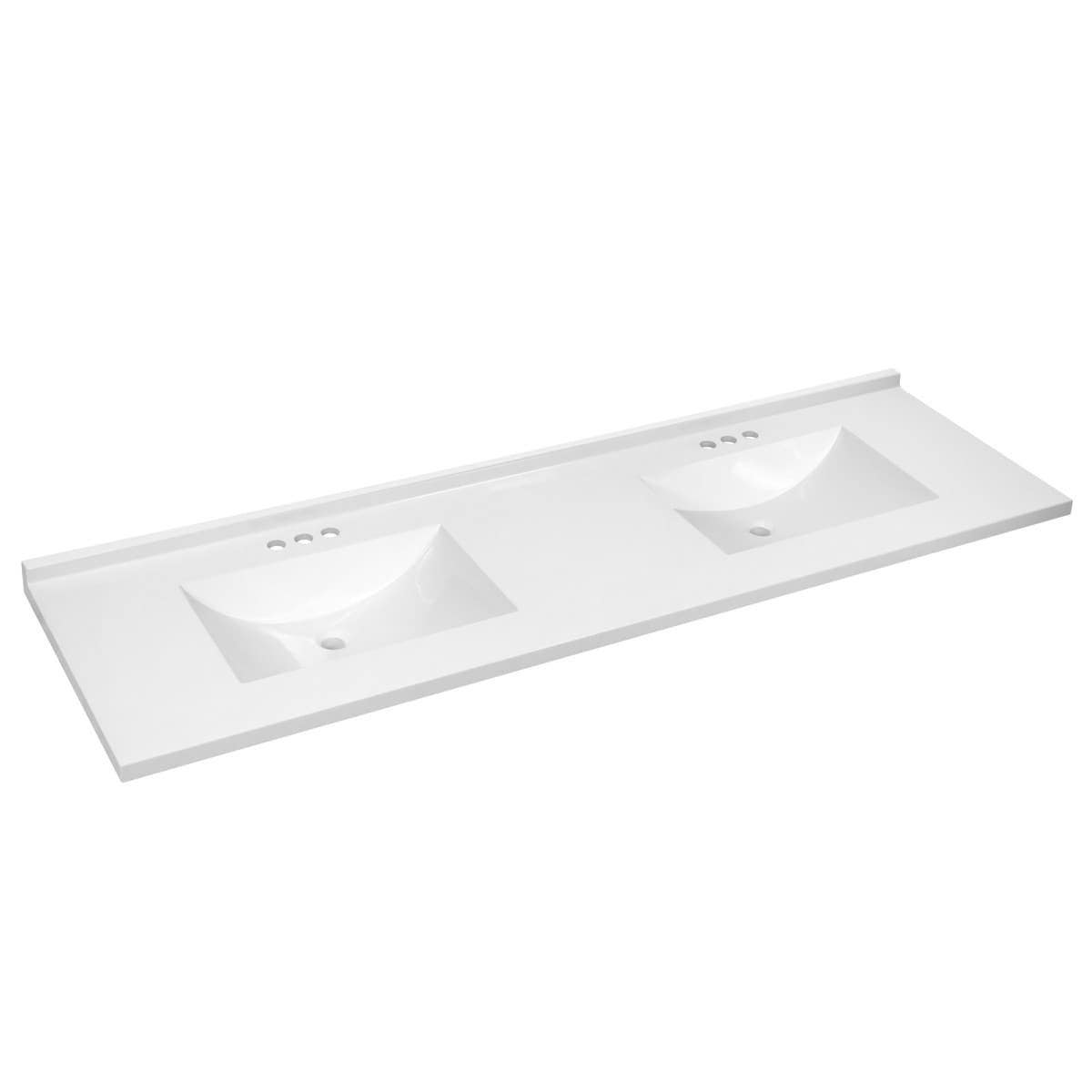 Design House 630269/277 Camilla II Double Bowl Marble Vanity Top In Solid White, 4" Centerset