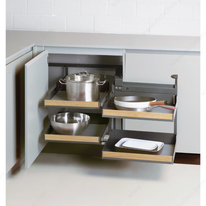 Richelieu WEBKIT121684 Magic Corner II Set for 444 mm (17-31/64") Opening - Anthracite