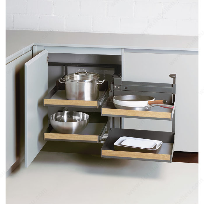 Richelieu WEBKIT12168 Magic Corner II Set for 394 mm (15-33/64") Opening - Anthracite