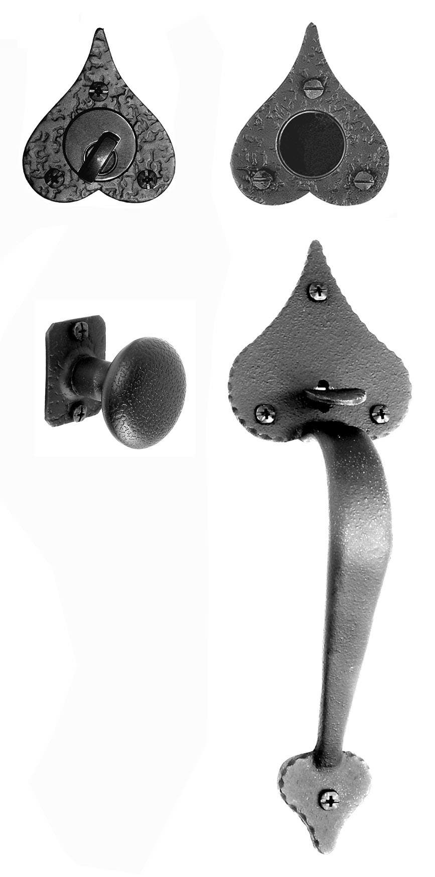 Acorn RT5BD Cast Large Rough Heart Handle & Knob Dummy Set