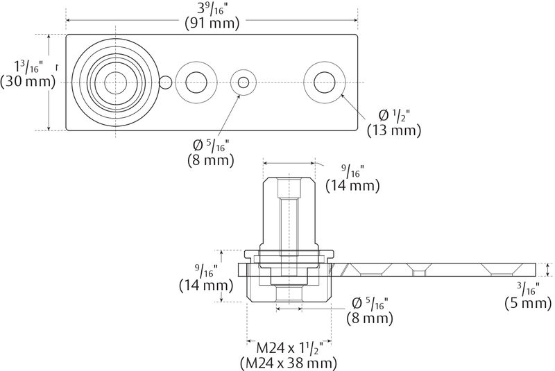 Rockwood PF-ADJ-PIVOT Adjustable Pivot for Patch Fitting