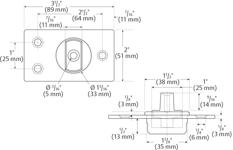 Rockwood PF-FM-PIVOT Floor Mount Pivot, Satin Stainless Steel Finish